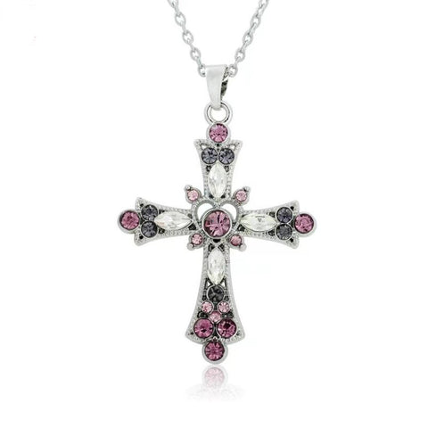 Purple Punk Cross Necklace