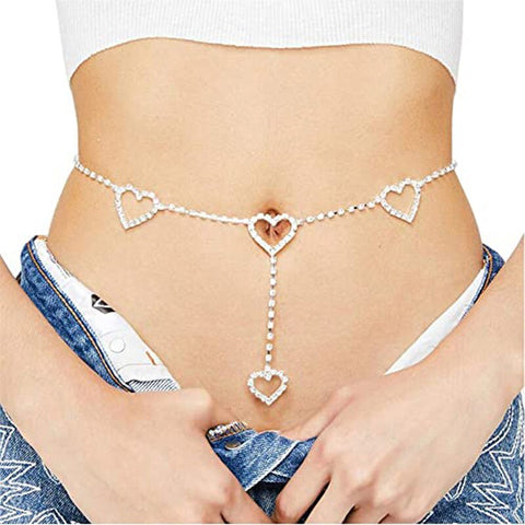 Rhinestone Heart Waist Chain