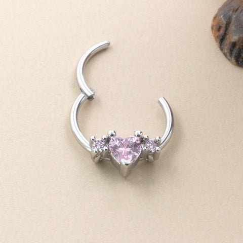 Pink Heart Septum Nose Ring