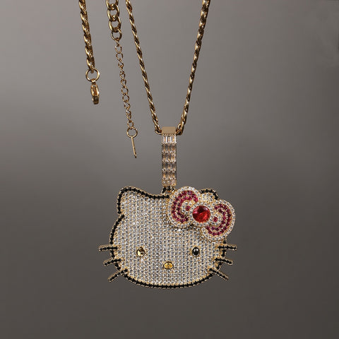 Iced Out Kitty Necklace