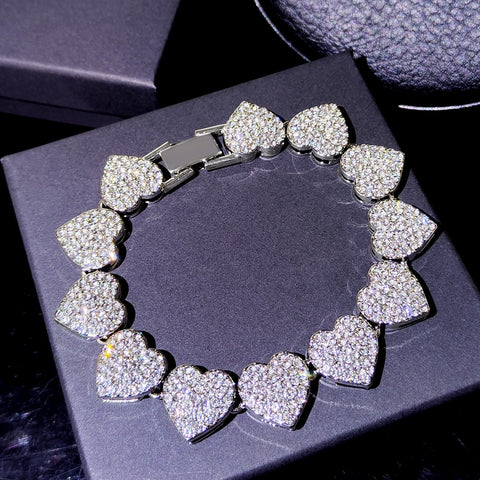 Iced Out Heart Bracelet