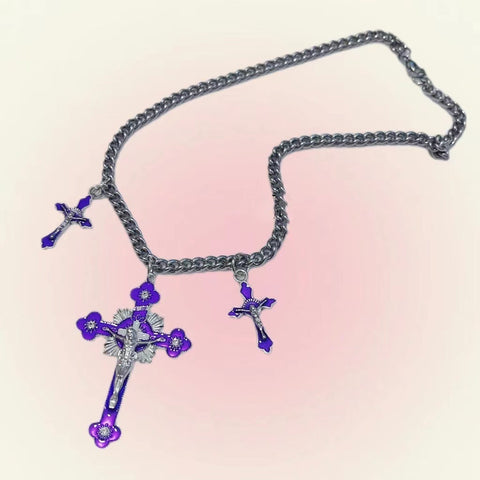 Coloured Cross Korean Necklace