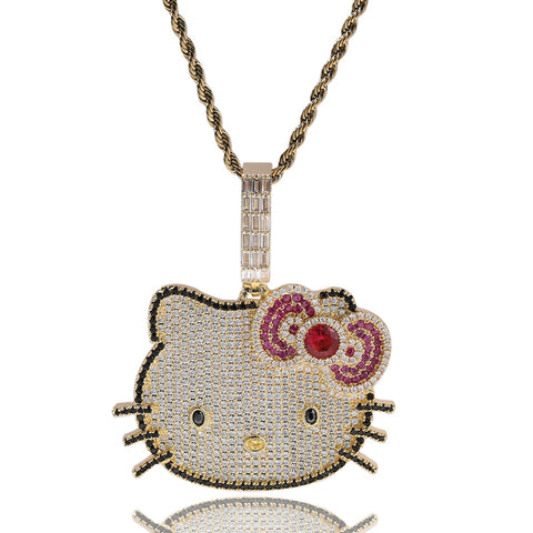 Iced Out Kitty Necklace