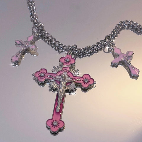 Coloured Cross Korean Necklace