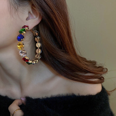 Colorful Crystal Hoop Earrings