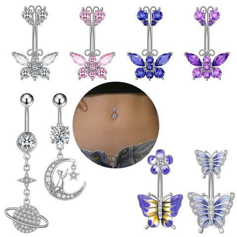 Butterfly, Saturn, Moon Belly Piercing