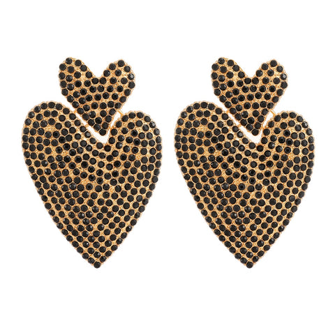 Double Heart Crystal Earrings