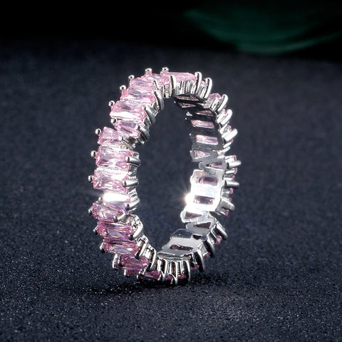 Pink Crystal Heart Bagutte Ring