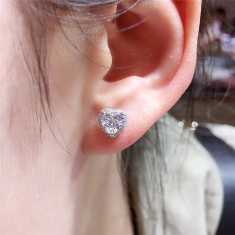 Crystal Heart Stud Earrings