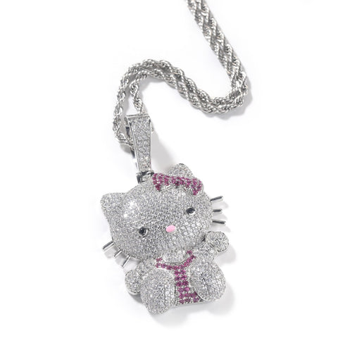 Iced Out Kitty Necklace