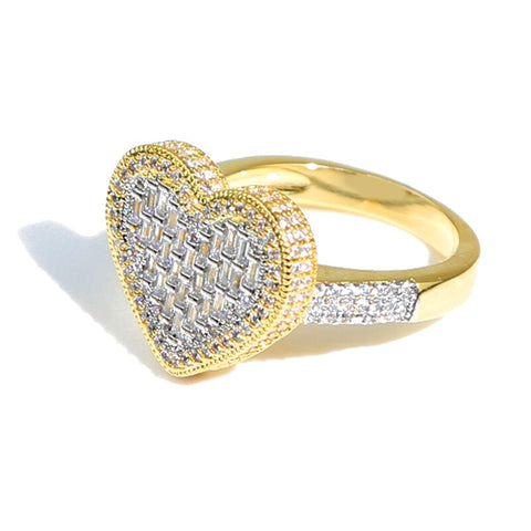 Iced Out Heart Ring