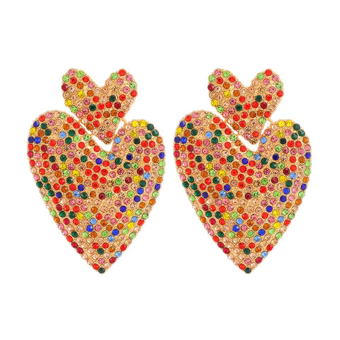 Double Heart Crystal Earrings