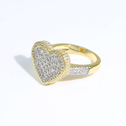 Iced Out Heart Ring