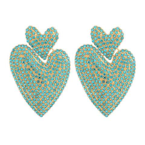 Double Heart Crystal Earrings