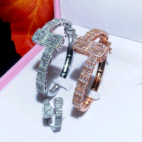 Crystal Square Bangle Bracelet