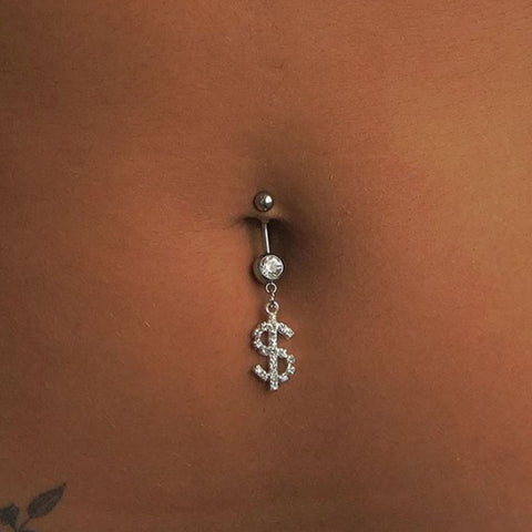 Dollar Sign Belly Piercing