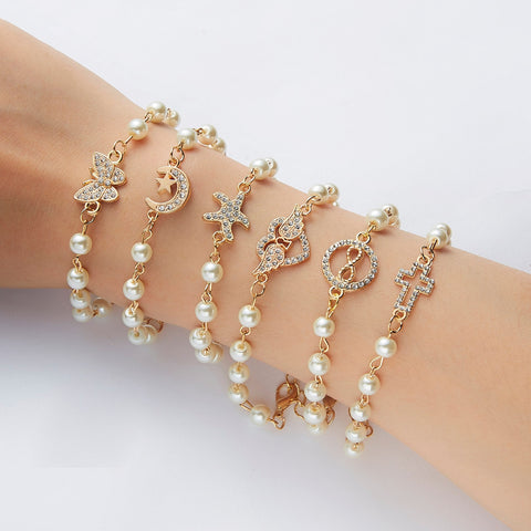 Rhinestone Pearl Bracelet