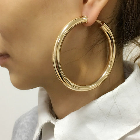 Wide Gold Hoop Earrings