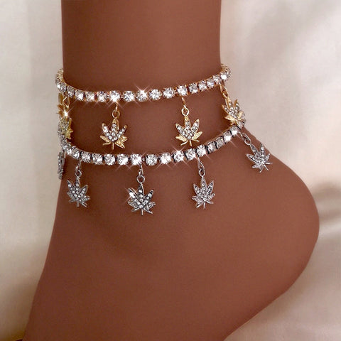 Crystal Leaf Anklet