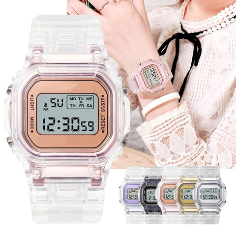 Transparent Digital Coloured Watch