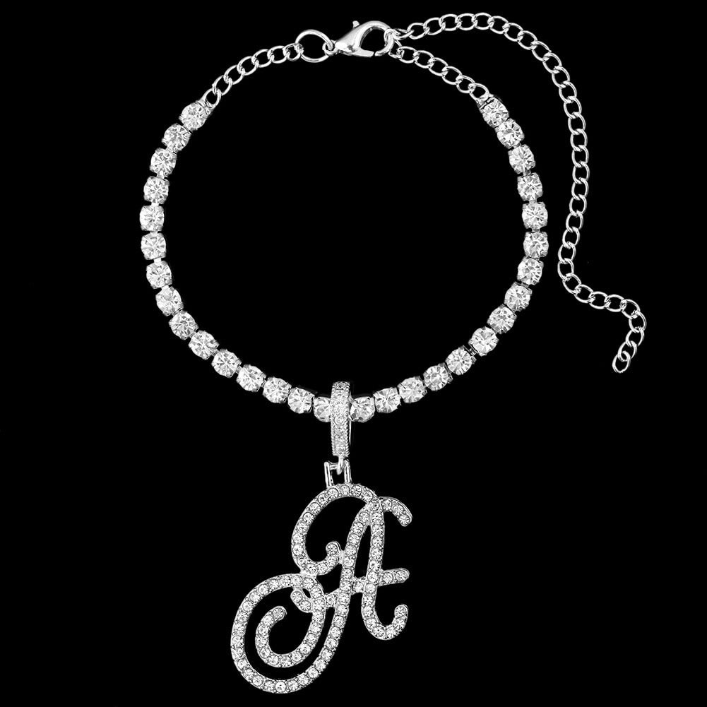 Initial Crystal Tennis Anklet