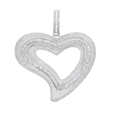 Iced Out Hollow Heart Necklace