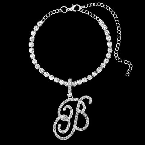 Initial Crystal Tennis Anklet