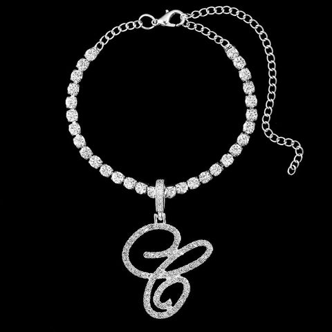 Initial Crystal Tennis Anklet